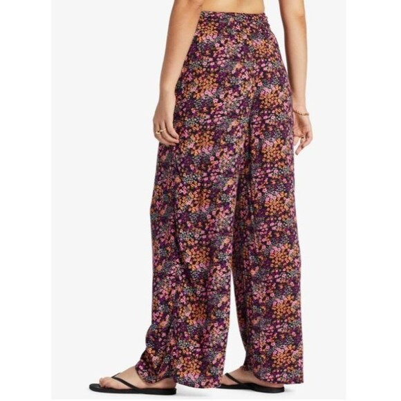 Roxy Forever And A Day Pants NWT Size M Anthracite Floral Daze Wide Leg - Picture 2 of 9